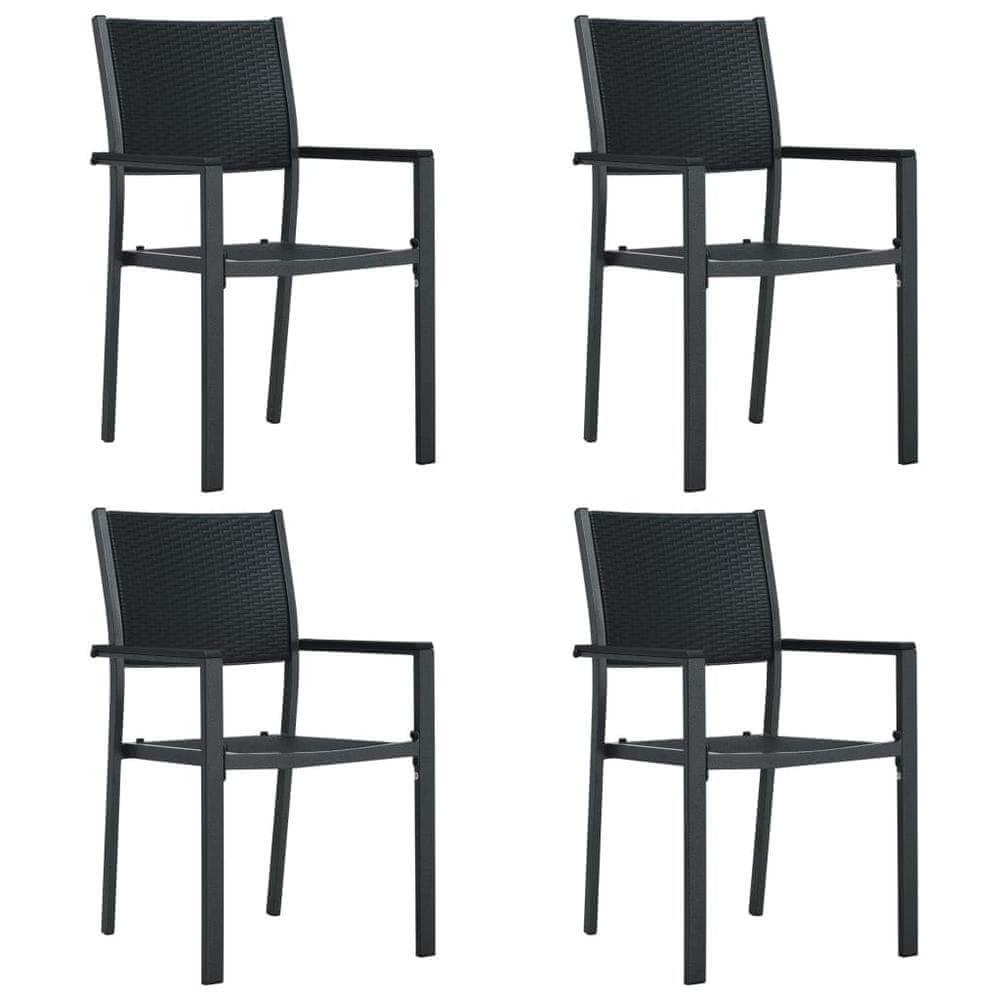 Petromila vidaXL Záhradné stoličky 4 ks čierne plastové ratanový vzhľad